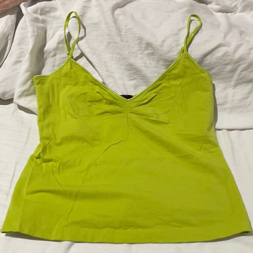 The limited L lime green tank shelf bra adjustable straps worn once euc